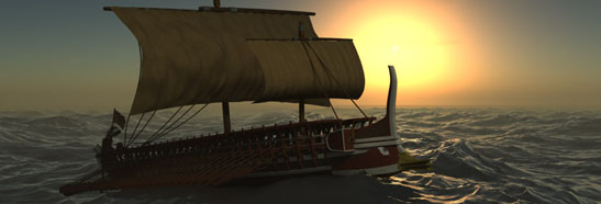 Greek Trireme Documentary designed with 3D ANIMATION and 3D MODELING and RIG and RENDER and SIMULATION and TEXTURING and COMPOSITION for BBC Picture 4